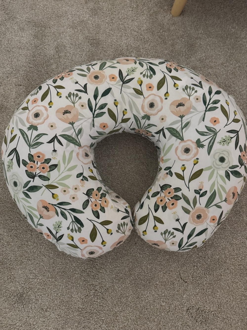 Floral Nursing Pillow - Cream and Green Support Cushion